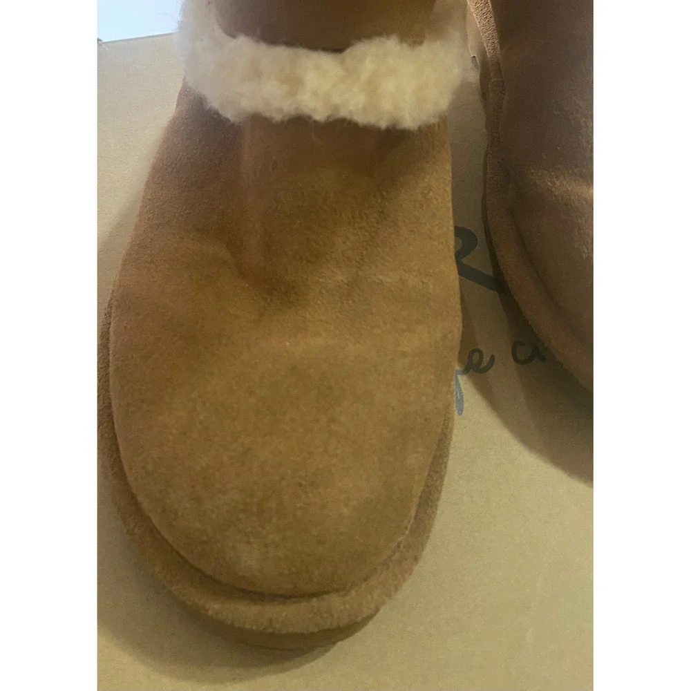 Bearpaw KendallTall Hickory Suede Fur Trim Winter Boots Brown Women's Size 8